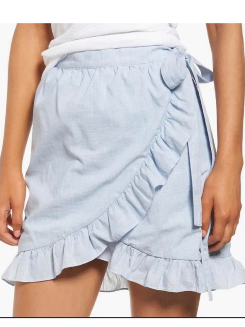 Flirty, feminine pale blue wrap skirt Madewell size 6